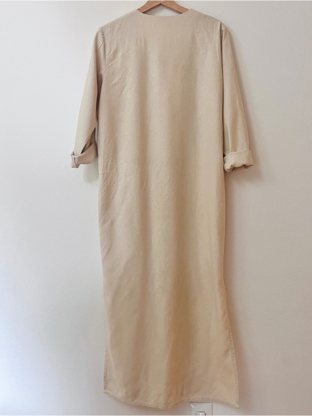 Vintage 90s Silk Noil Button Front Maxi Dress / Duster - Picture 10 of 11